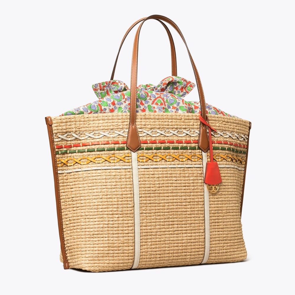 New Tory Burch Perry Straw Oversized Tote Bag